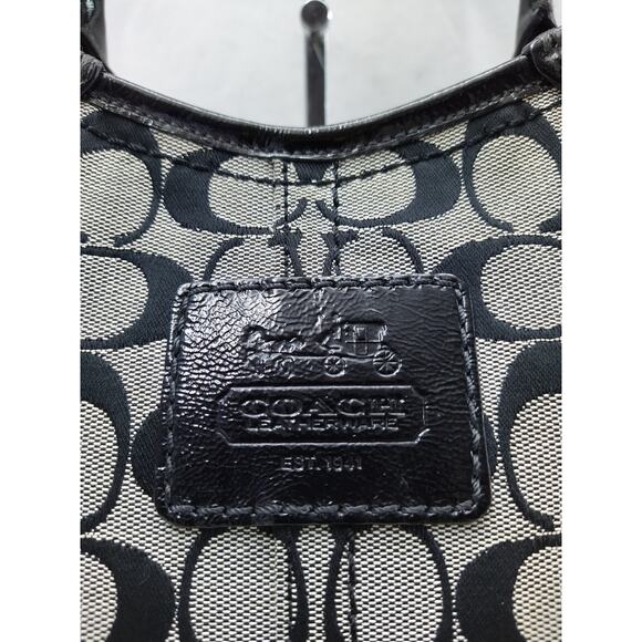 Coach Bleecker Signature Black Canvas Leather Trim Top Handle Tote Shoulder Bag - Picture 4 of 15